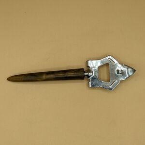 Vintage Bottle Opener Can Punch Multi Purpose Brown Marbled Handle Pre-owned
